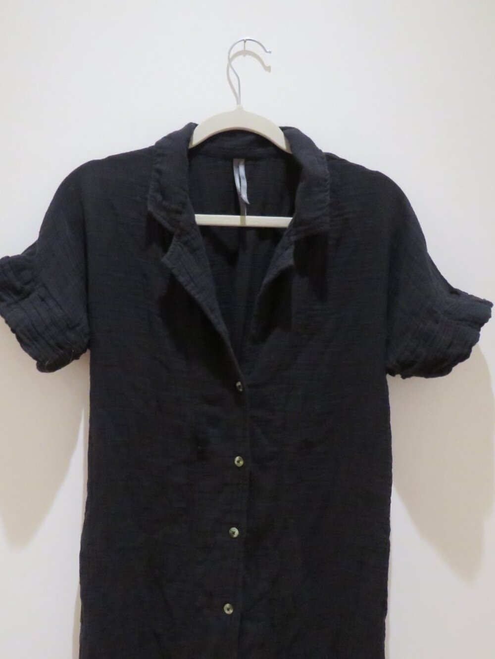 BY ANTHROPOLOGIE Lucia Sheer Midi Dress Black XS Gauzy Cover Up Vacation Minimal - Picture 4 of 13